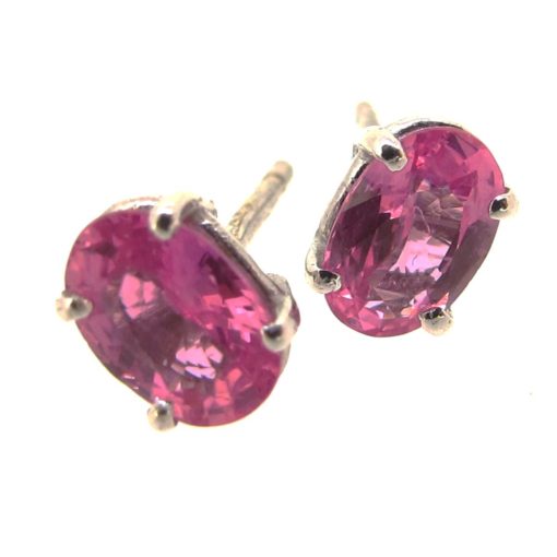 Pink Sapphire & White Gold Earrings