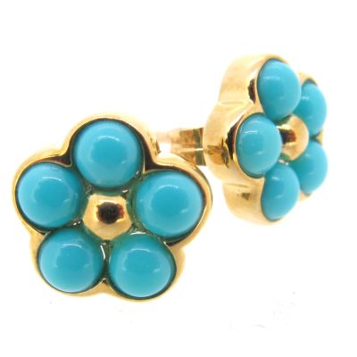 gold & turquoise flower cluster earrings