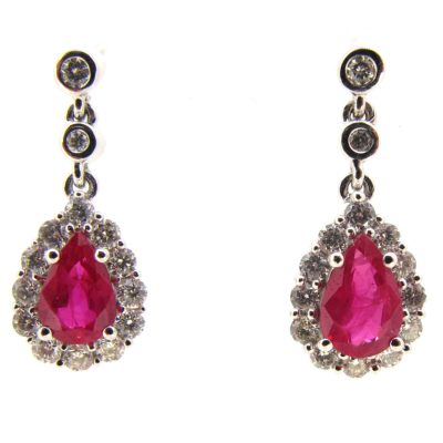 ruby & diamond drop earrings