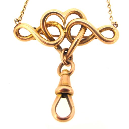 Antique Gold Heart Design Necklace/ Brooch