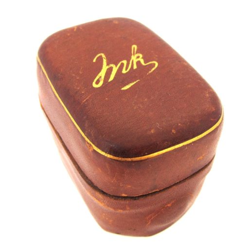 Antique Victorian Leather & Brass Inkwell