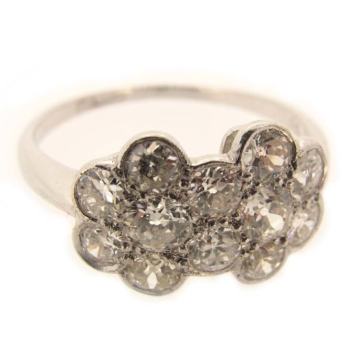 Diamond Double Flower Cluster Ring