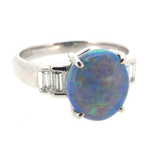 Black Opal & Diamond Ring