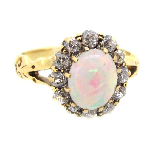 Antique Opal & Diamond Cluster Ring