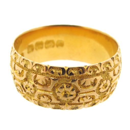 Carved Wide Gold Ring