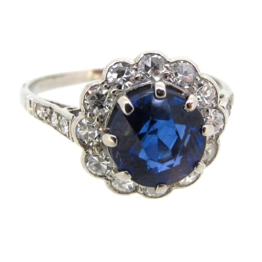 Sapphire & Diamond Daisy Cluster Ring