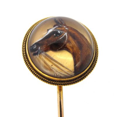 Reverse Intaglio Horse Tie Pin