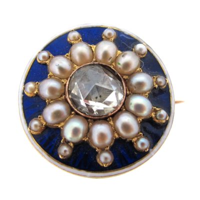 Enamel & Pearl Mourning Brooch
