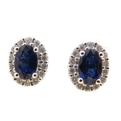 Sapphire & Diamond Cluster Earrings