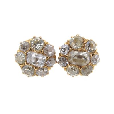 Antique Diamond Daisy Cluster Earrings