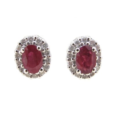 Ruby & Diamond Cluster Earrings