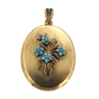 Antique Turquoise & Diamond Locket