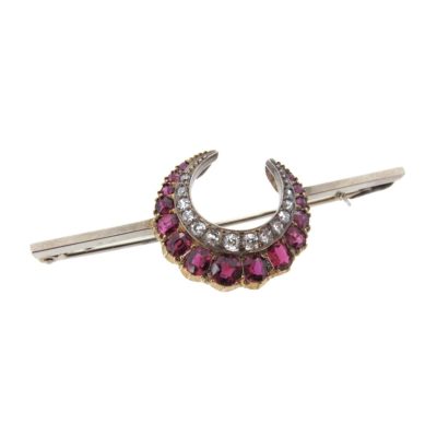 Ruby & Diamond Crescent Brooch