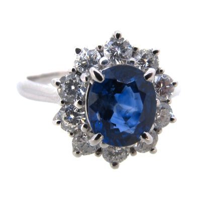 Sapphire & Diamond Cluster Ring