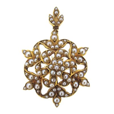 Victorian Gold & Seed Pearl Brooch/ Pendant