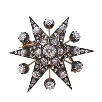 Victorian Diamond Starburst Brooch/ Pendant