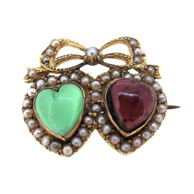 Victorian Garnet & Chrysoprase Brooch