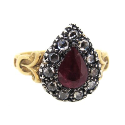 Ruby & Diamond Pear Shaped Cluster