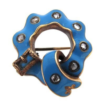 Turquoise Enamel Brooch