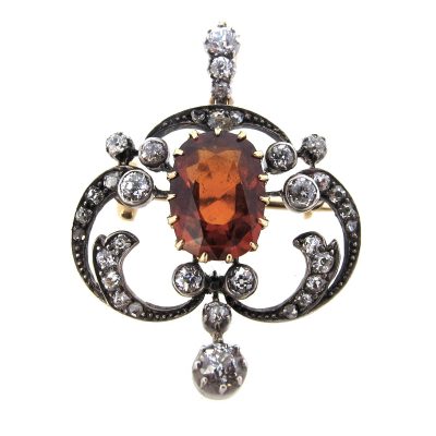 Edwardian Garnet & Diamond Pendant/ Brooch