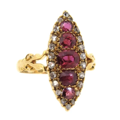 Ruby & Diamond Navette Ring