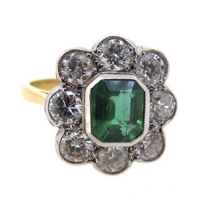 Emerald & Diamond Cluster Ring