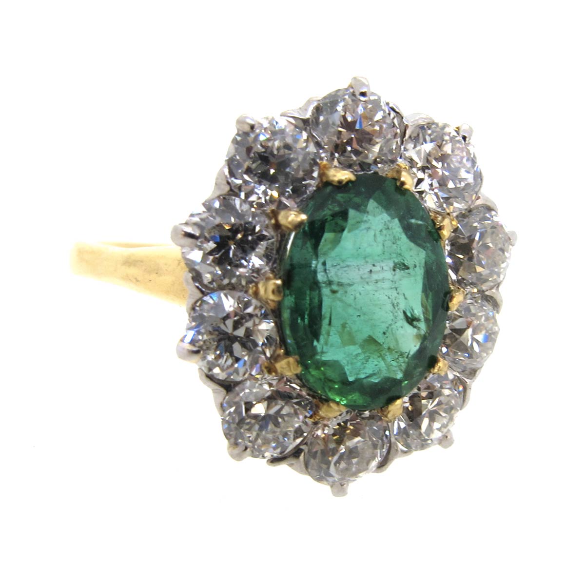 Emerald & Diamond Cluster Ring