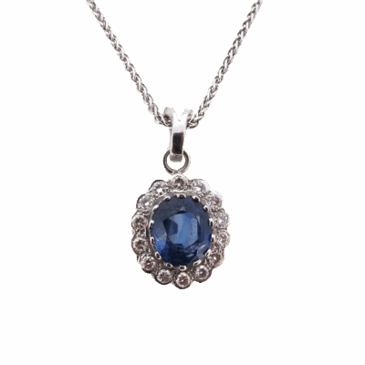 Ceylon Sapphire & Diamond Pendant