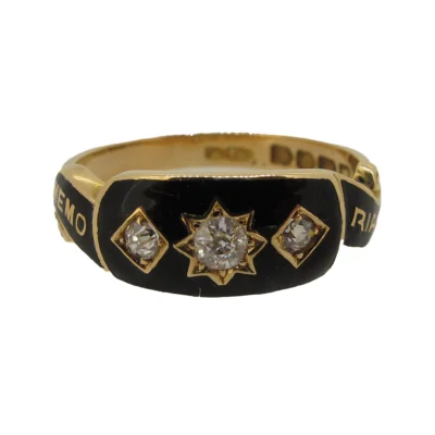 Diamond & Enamel Mourning Ring