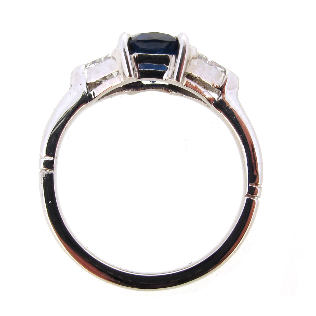 Art Deco Style Sapphire & Diamond 3 Stone Ring - Image 3