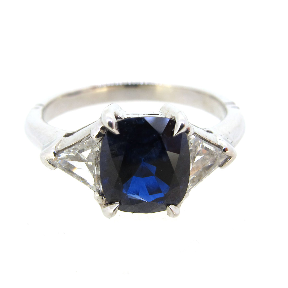 Art Deco Style Sapphire & Diamond 3 Stone Ring